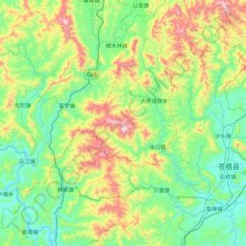 Carte topographique 大桂山, altitude, relief