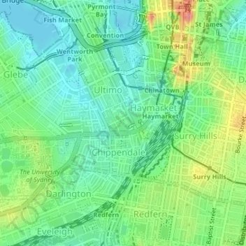 Carte topographique UTS Alumni Green, altitude, relief
