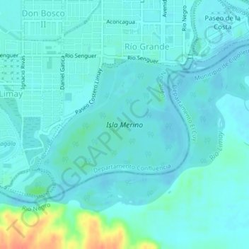 Carte topographique Isla Merino, altitude, relief