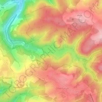 Carte topographique Hasper Talsperre, altitude, relief