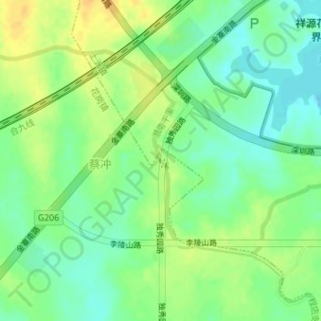 Carte topographique 潜南干渠, altitude, relief