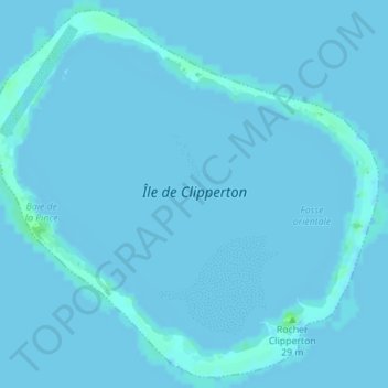 Carte topographique Île de Clipperton, altitude, relief