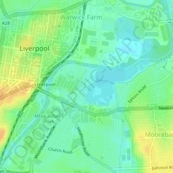 Carte topographique Haigh Park, altitude, relief