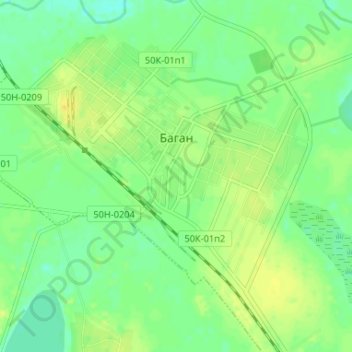Carte topographique Баган, altitude, relief