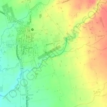 Carte topographique Obispo River, altitude, relief