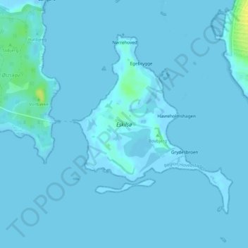 Carte topographique Eskilsø, altitude, relief