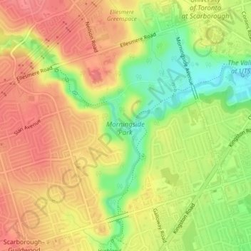 Carte topographique Morningside Park, altitude, relief