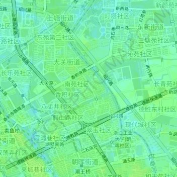 Carte topographique 大关街道, altitude, relief