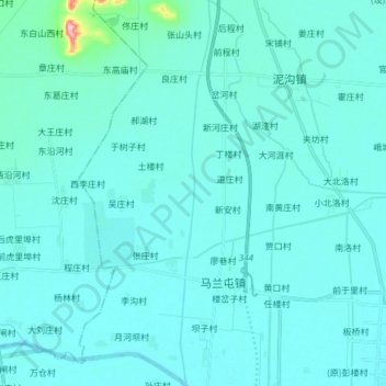 Carte topographique 峄城大沙河分洪道, altitude, relief