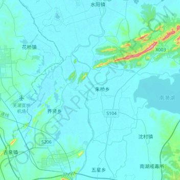 Carte topographique 水阳江, altitude, relief