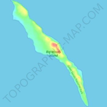 Carte topographique Big Woody Island, altitude, relief