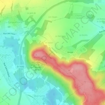 Carte topographique Mare du Mont Ganelon, altitude, relief