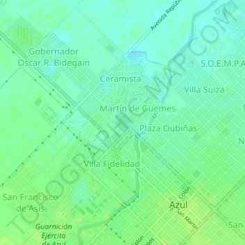 Carte topographique Lago Güemes, altitude, relief