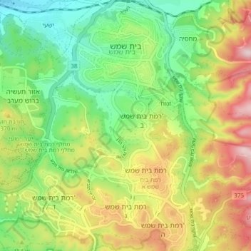 Carte topographique Bet Shemesh, altitude, relief