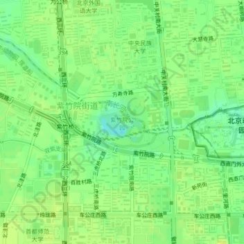 Carte topographique 紫竹院公园, altitude, relief