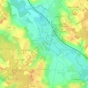 Carte topographique Château de Sainte-Croix, altitude, relief