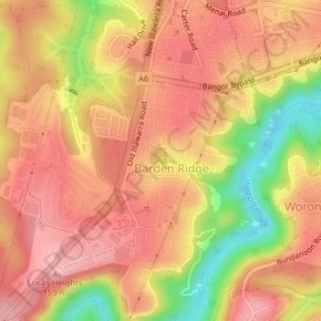 Carte topographique Australia Road Reserve, altitude, relief