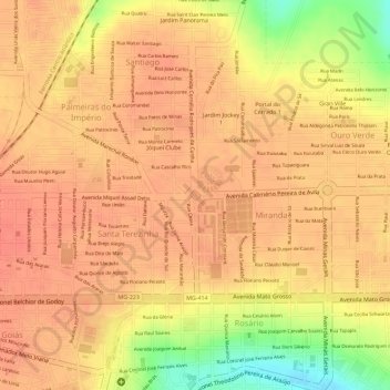 Carte topographique Praça Sérgio Pacheco, altitude, relief