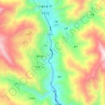 Carte topographique 白水河, altitude, relief