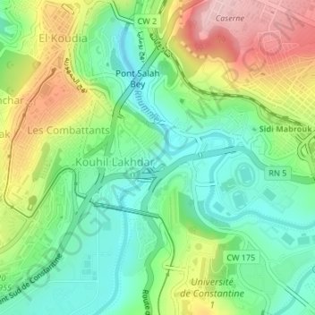 Carte topographique Oued Rhummel, altitude, relief