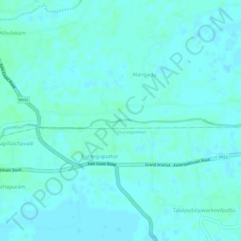 Carte topographique Cauvery, altitude, relief