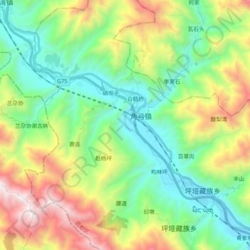 Carte topographique 白龙江, altitude, relief