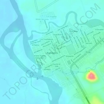 Carte topographique Plaza, altitude, relief