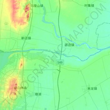 Carte topographique 新沂河, altitude, relief