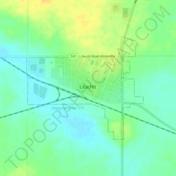 Carte topographique Leader, altitude, relief