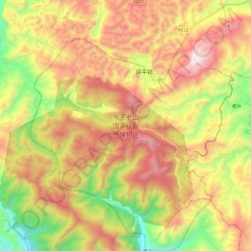 Carte topographique 岑王老山国家级自然保护区, altitude, relief