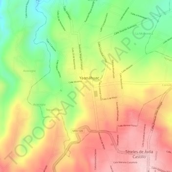 Carte topographique Parque Juárez, altitude, relief
