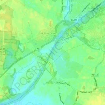Carte topographique River Mersey, altitude, relief