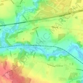 Carte topographique Ejstrup, altitude, relief