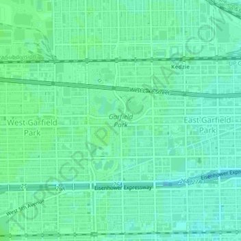 Carte topographique Garfield Park, altitude, relief