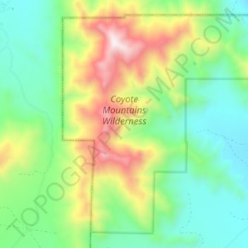 Carte topographique Coyote Mountains Wilderness Area, altitude, relief