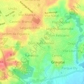 Carte topographique Lago do Parcão, altitude, relief