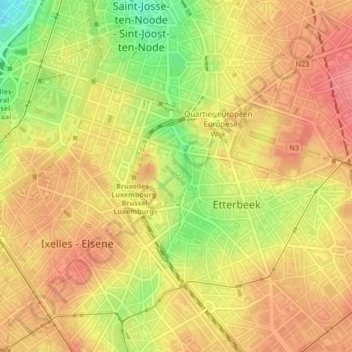 Carte topographique Parc Léopold, altitude, relief