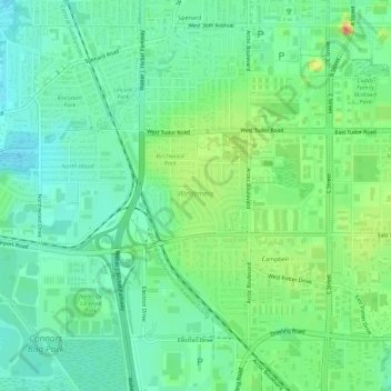 Carte topographique Windemere, altitude, relief