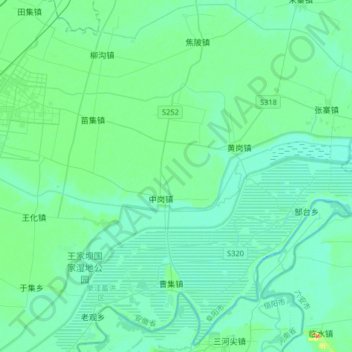 Carte topographique 谷河, altitude, relief