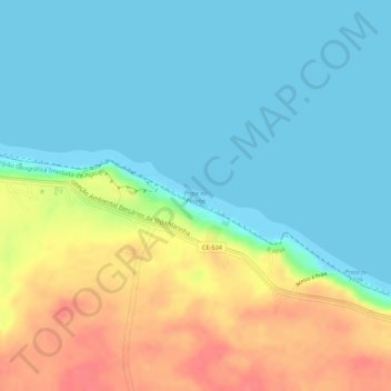 Carte topographique Praia da Peroba, altitude, relief