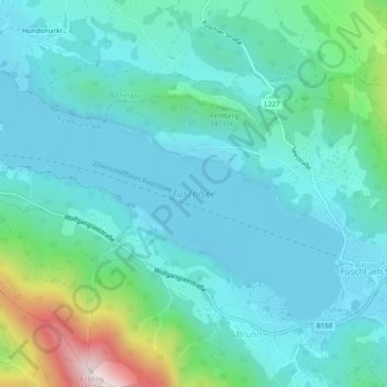 Carte topographique Fuschlsee, altitude, relief