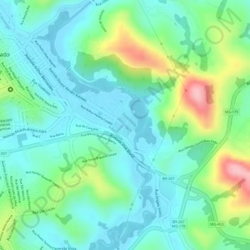Carte topographique Cidade Administrativa, altitude, relief