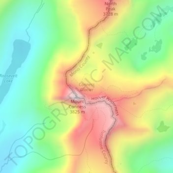 Carte topographique Conness Glacier, altitude, relief