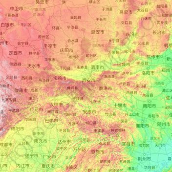 Carte topographique 秦岭, altitude, relief