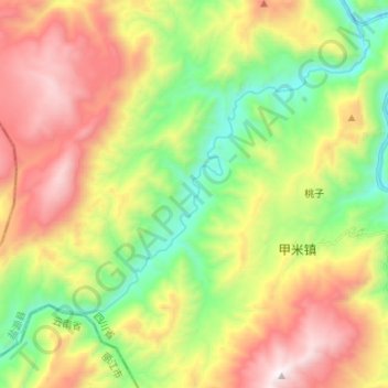 Carte topographique 宁蒗河, altitude, relief