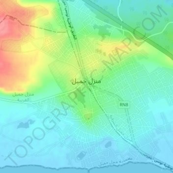 Carte topographique Menzel Jemil, altitude, relief