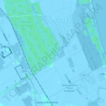 Carte topographique Fiume Bevano, altitude, relief