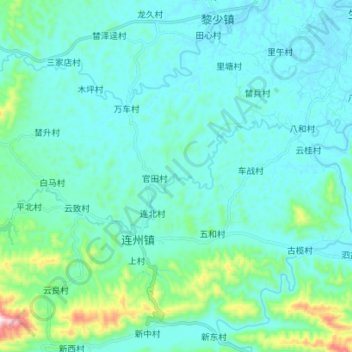 Carte topographique 连州河, altitude, relief