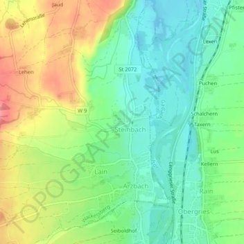 Carte topographique Steinbach, altitude, relief