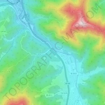 Carte topographique Altube, altitude, relief